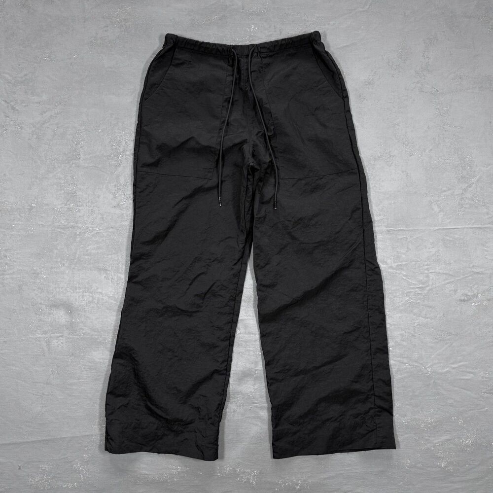 Local European LE Wide Leg Black Nylon Pants Women's Small-Medium